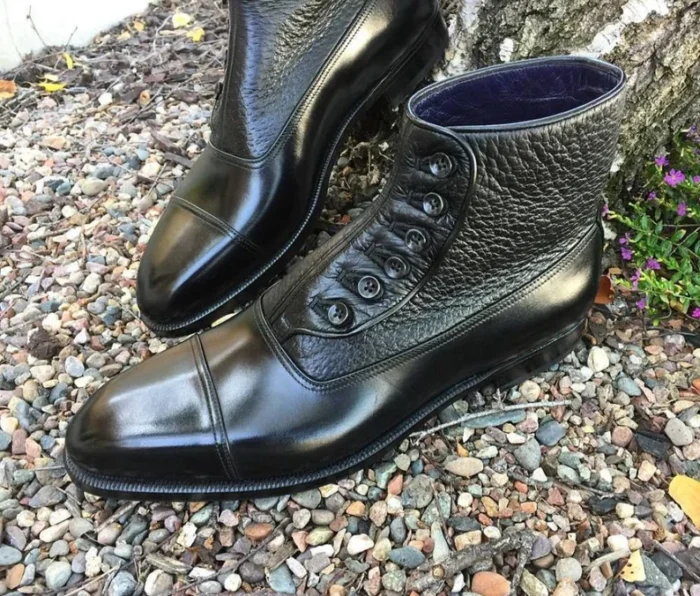 Suede Combination Button Boots