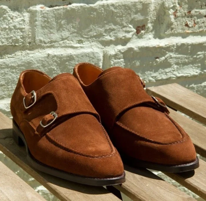 brown-suede-leather-monk-strap-shoes-for-men