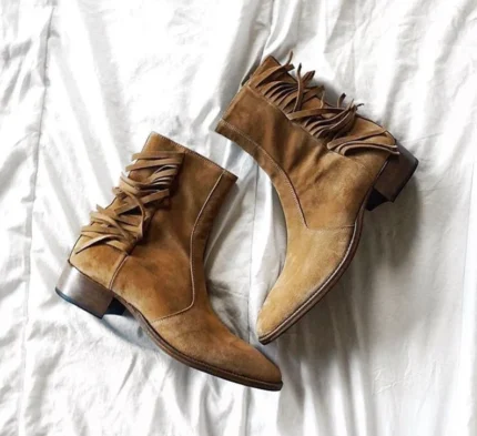 New Handmade Pure Suede Leather Zipper Ankle Boots For Men's